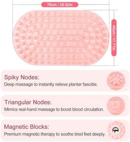 Silicone Foot Massage Acupressure Mat with Reflexology Points 30'' x 18''