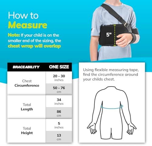 BraceAbility Pediatric Shoulder Immobilizer | Child Size Arm Sling Stabilizer for Broken Collarbone & Shoulder Injuries - Fits Toddlers, Kids, Youth & Teens (20" - 30" Chest Circumference)