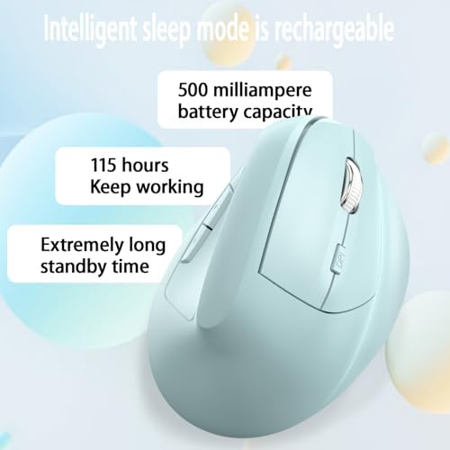 Ergonomic Vertical Mouse Wireless, Rechargeable Ergo Mouse for Carpal Tunnel Relief, 3200DPI Adjustable, 6 Buttons for PC/Laptop/Mac/Windows (Aqua Green)