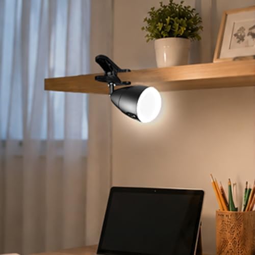 5000mAh Rechargeable Clip on Light, LED Reading Light, 3 Color Modes & Stepless Dimming, Cordless Reading Lamp with Clamp for Bed, Desk, Bedside Table, Camping