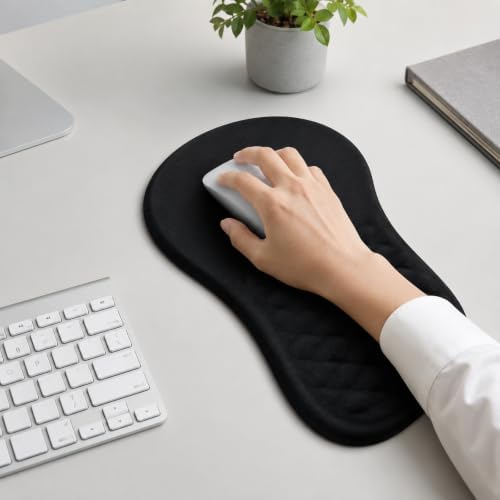 Ergonomic Mouse Pad with Wrist Rest, Mouse Pad with Memory Foam Massage Support, Non-Slip PU Base, Comfortable Typing Cushion for Home Office Computer Laptop, Black