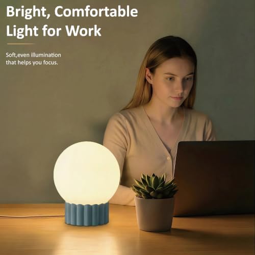 6.9” Table Lamp with Opal Glass Globe & Resin Base, E12 Base, UL Listed