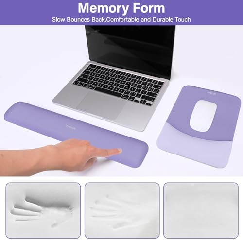 MOSISO Wrist Rest Support Mouse Pad & Keyboard Set, Purple