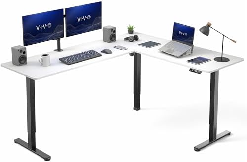 VIVO White 75 x 63 in Corner Standing Desk, DESK-E3CTBW-75