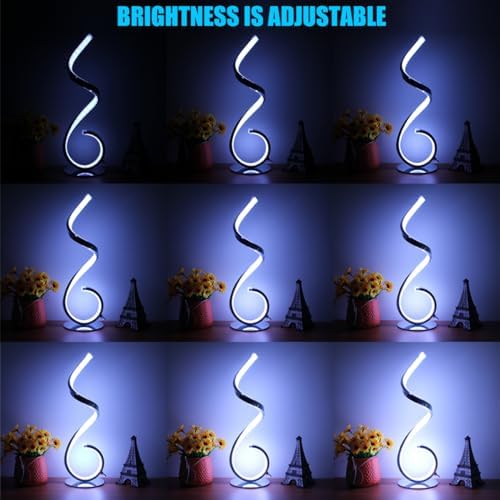 RGB Bedside Table Lamp, Dimmable Modern Lamp, Creative Spiral Colorful LED Table Lamp for Bedroom, Living Room, Office and Kid's Room