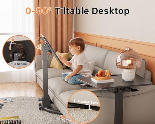 JOY worker Foldable Standing Desk, 90° Tilt Height Adjustable Desk, Black