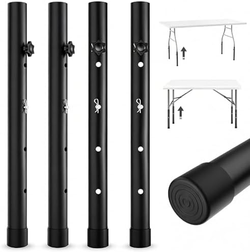 Folding Table Leg Extenders, 4-Level Adjustable Height Table Risers