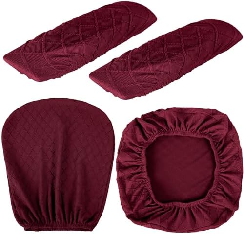 Tallew 4 Pcs Office Chair Covers Stretch Seat Armrest, Wine Red