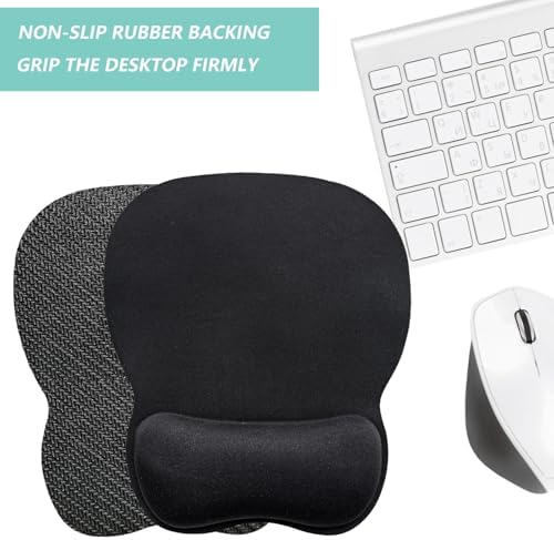 Mouse Pad with Wrist Support, Ergonomic Mousepad with Comfortable Memory Foam Wrist Rest Cushion, Relieve Wrist Pain, Non-Slip Rubber Base Gaming Mice Pad for Home Office Computer Laptop, Black