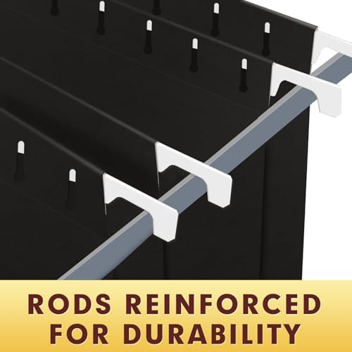 HERKKA Hanging File Folders, 30 Pack Reinforced Letter Size Hanging Folders, Designed for Bulky Files, Filing Cabinet, 1/5-Cut Adjustable Tabs (Black)