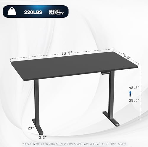VIVO Black 71 x 36 in Standing Desk, DESK-KIT-E2B7B-36