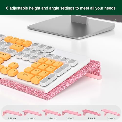 Computer Keyboard Stand for Desktop - 6-Level Height Adjustable Acrylic Keyboard Riser Non-Slip Ergonomic Key Board Tray Holder for Home School Office Desk Accessories, Sparkling Pink