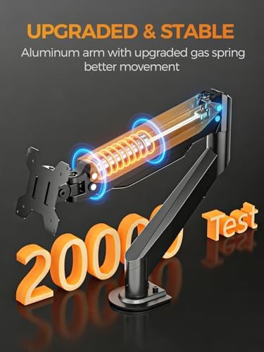 Bracwiser Monitor Mount 17-35 Inch Adjustable Gas Spring Desk Mount Stand Hold up to 24.25lbs with Clamp/Grommet Mounting Base (MD82)