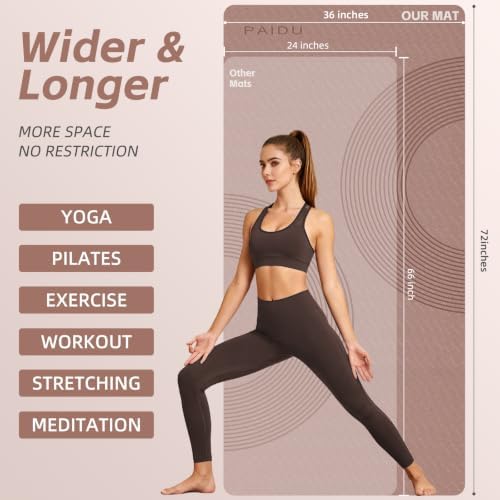 PAIDU Extra Large Yoga Mat, 72"x36" 10MM Thick POE Non Slip Exercise Mat