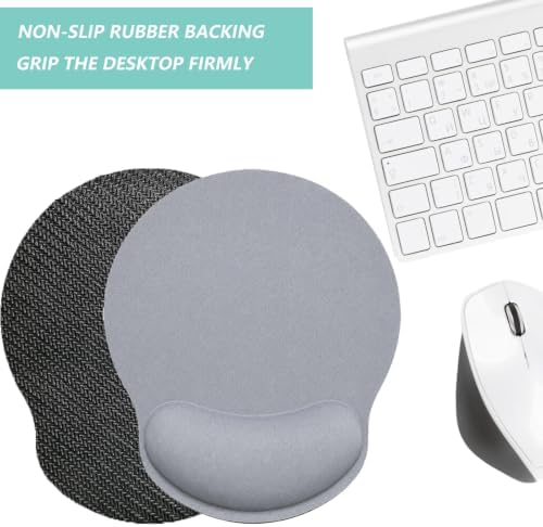 Mouse Pad with Wrist Support, Ergonomic Mouse Pad with Memory Foam Wrist Rest Cushion, Non-Slip Rubber Base Gaming Mice Pad for Home Office Computer Laptop, Light Grey