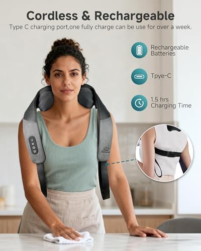 Snailax Neck and Shoulder Massager with Heat, 4D Shiatsu, FSA Eligible