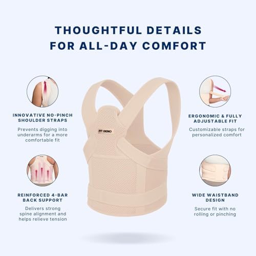 Fit Geno Posture Corrector for Women & Men, Back Shoulder Support Brace