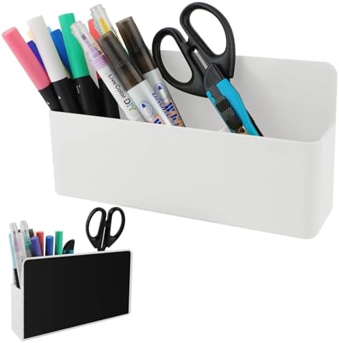 KITANIS Magnetic Pen Holder,3 Compartments Magnetic Dry Erase Marker Holder,Extra Strong Magnet Storage Marker Pen Pencil Organizer for Refrigerator,Whiteboard,Locker Accessories(Long Style)