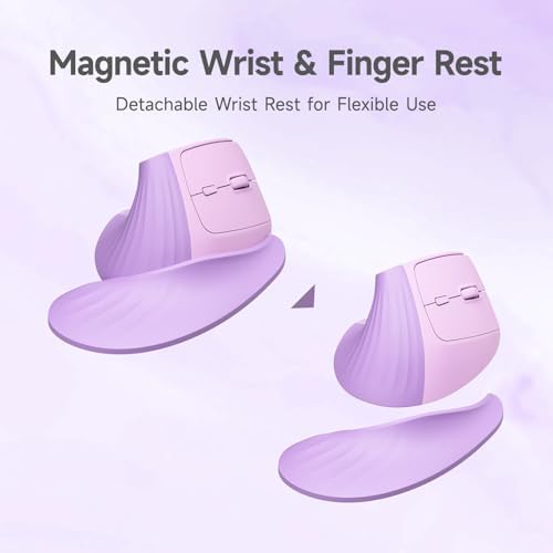 SANWA Wireless Ergonomic Mouse for Large Hands with Wrist Rest, Purple