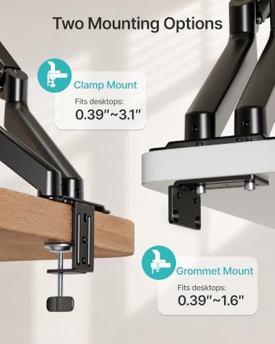 Dual Monitor Arm for Up to 32 Inch Screens, Heavy Duty Monitor Mount