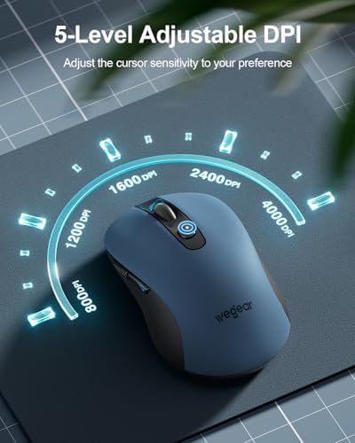 wegear USB Wireless Mouse for Laptop PC Mac, 2.4GHz Cordless Mouse-Blue