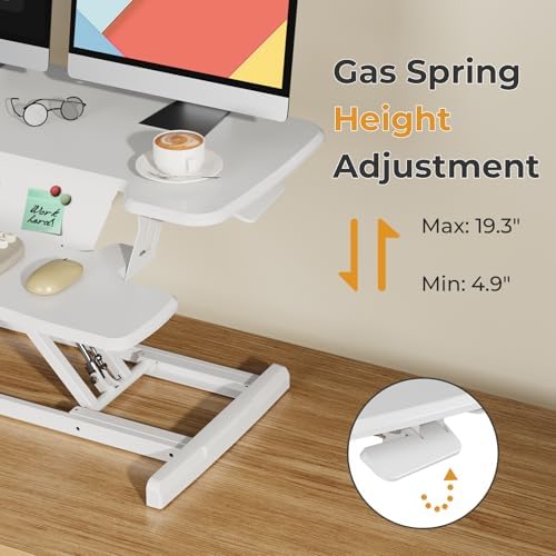 JOY worker Standing Desk Converter, 35" Height Adjustable Desk Riser, White