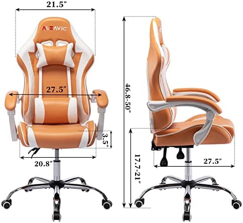 Gaming Chair for Adults, High Back Ergonomic Computer Gaming Chair with Headrest and Lumbar Support, Orange