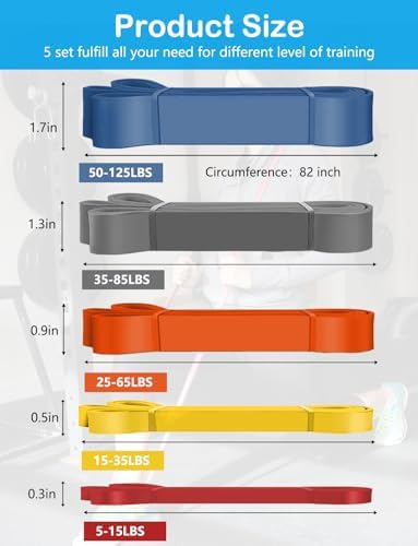 Pull Up Bands, Resistance Bands Set, Exercise Workout Bands for Men & Women, Ideal for Body Stretching, Physical Therapy and Muscle Training