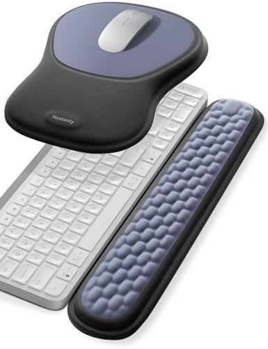 meatanty Keyboard and Mouse Wrist Rest Set, Ergonomic Wrist Pad Support, Computer Hand Palm Rest Combo, Memory Foam Typing Desk Accessory Carpal Tunnel Cushion, Laptop Office Home School-Blue & Black