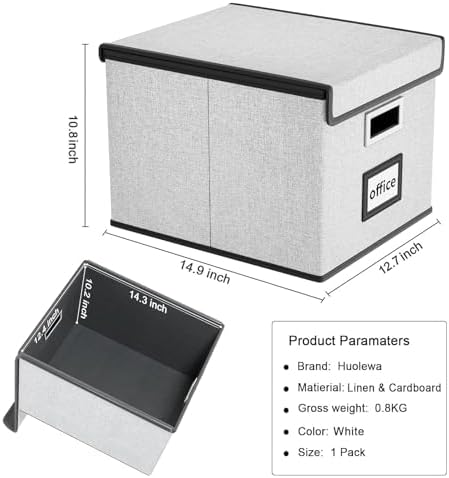 File Organizer Box with Lids, Collapsible File Folder Organizer