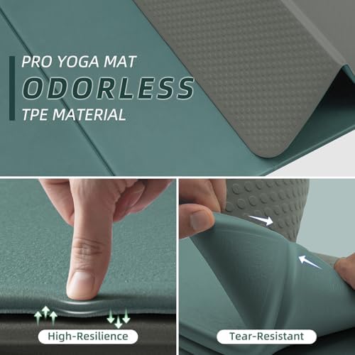 ILILI Foldable Yoga Mat 10mm, Extra Thick, Extra Long, 75x26x0.4 Inch, TPE