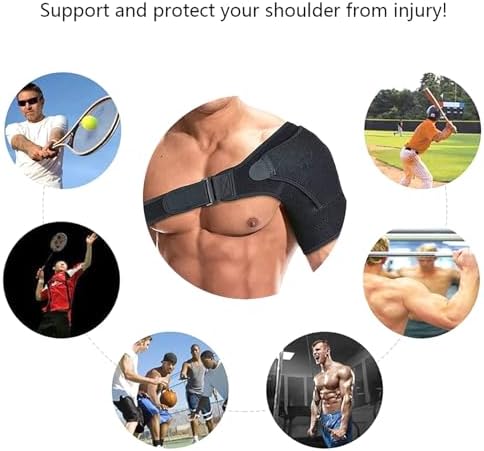 Extended Large Size Shoulder Brace, Adjustable Large Size Shoulder Support for Men and Women Spoorts and Relife of Pain (Black L)