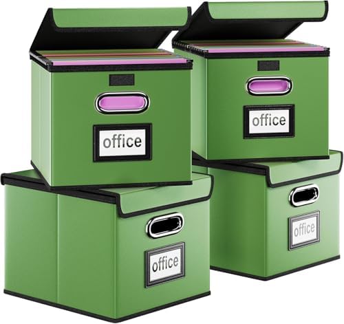 File Organizer Box with Lids, Collapsible File Folder Organizer