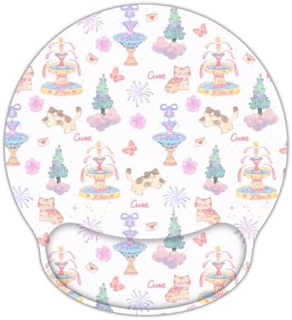 RICHEN Ergonomic Mouse Pad with Wrist Support,Non-Slip Rubber Base for Computer Laptop & Mac,Lightweight Rest for Home,Office & Travel (Cute Kitten)