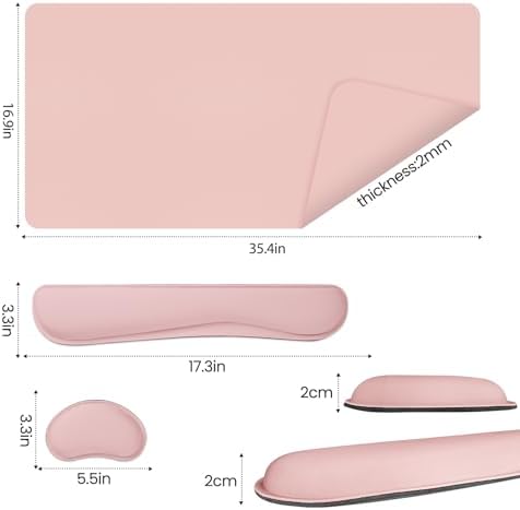 Desk Mat Set,3-in-1 Mouse Pad with Wrist Rest and Keyboard Pad
