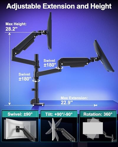MOUNT PRO Dual Monitor Arm for Max 49" Ultrawide Screens up to 44 lbs