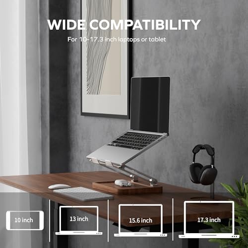 muso wood Laptop Stand for Desk, Laptop Riser with Walnut Storage Base