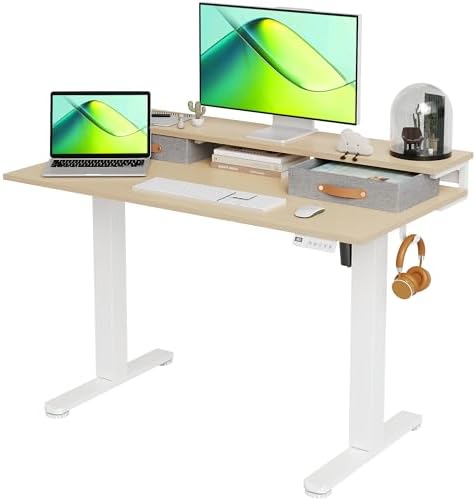 Seang Electric Standing Desk with 2 Drawers, 48 Inch, Natural