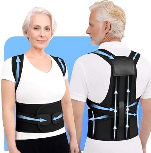 Back Brace Posture Corrector for Seniors Women and Men Upgraded Dynamic Traction Correction System Adjustable Shoulder Support Straightener Helps Reduce Upper Lower Back Pain Suitable for Hump Scoliosis Black XX-Large
