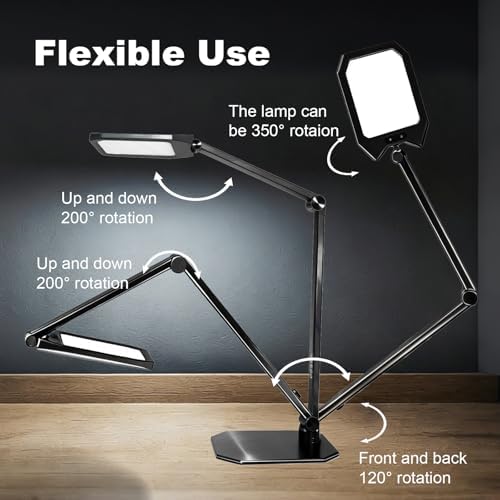 Pro LED Desk Lamp with Remote Control, Eye-Caring CRI95+ Dimmable Light, 3000K–6000K Adjustable Color Temperature, Flexible Angle, Clamp or Base Mount, for Home Office, Reading & Video Calls, 2 Pack