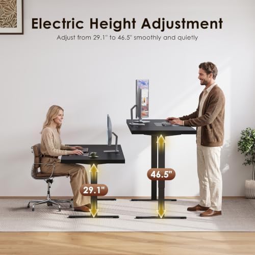 OffiGo 71 Inch Executive Electric Standing Desk Height Adjustable, Black