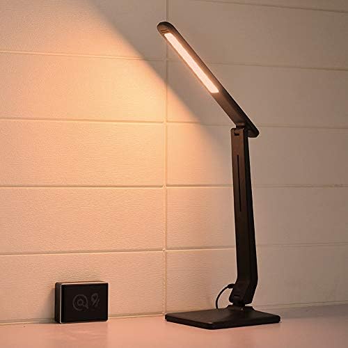 LED Desk Lamp One Key Touch Control Eye-Caring Table Lamps 3 Color Modes Non-Polar Dimmable Foldable for Study Office Bedroom Gift (Black)