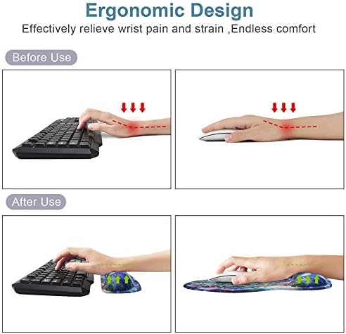 Keyboard Wrist Rest Pad and Mouse pad with Wrist Rest Support Set, Non Slip Rubber Base Wrist Support Mousepad with Ergonomic Comfy Gel Memory Foam for Home Office Efficient Working（Mandala Art)