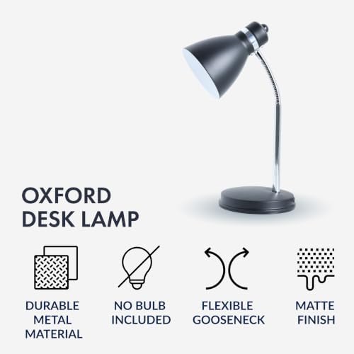 Newhouse Lighting NHDK-OX-MBK Oxford Matte Black Metal Flexible Classic Desk or Table Lamp for Office or Bedroom Use
