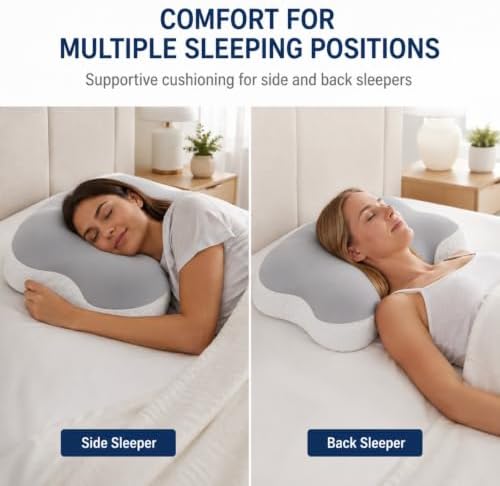 Gray Memory Foam Pillow for Sleeping Neck & Shoulder Support, 23x12 Inch