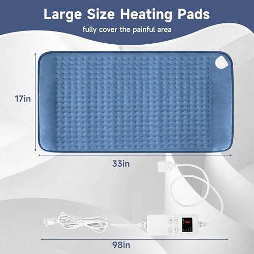 Heating Pad for Back Neck Shoulder, Heating Pads for Period Cramps Relief, Christma s, Father, Mother Gifts for Women, Men, Dad, Mom, Soft & Rapid Heat Large Size 17"x33"