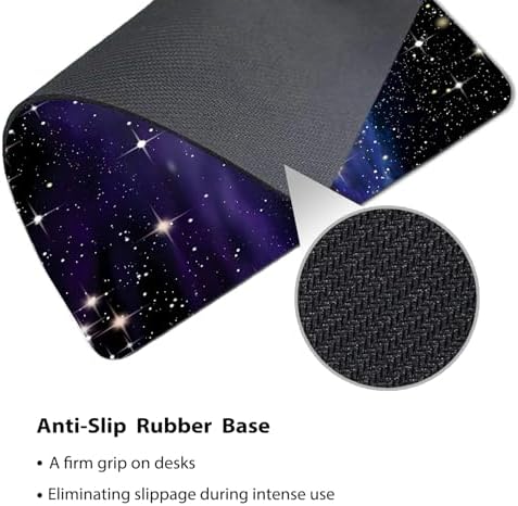 9.5x7.9 Inch Office/Gaming Mouse Pad, Vibrant Spiral Cosmic Galaxy Space Mystical Purple Starry Night, Cute Anti-Slip Mat for Desk Decor