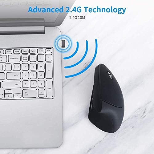 Ergonomic Wireless Mouse,Vertical Gaming Mouse -Ergonomic Design - Prevention of Mouse arm -Tennis Elbow (RSI Syndrome),3 Adjustable DPI 3200/1600/1200 Levels for Laptop, PC, MacBook, Notebook etc.