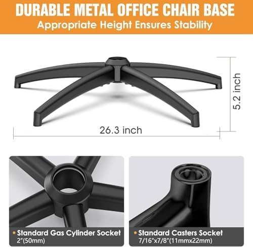Office Chair Base with Casters (3300 lbs) - Heavy Duty Alloy, Universal Fit