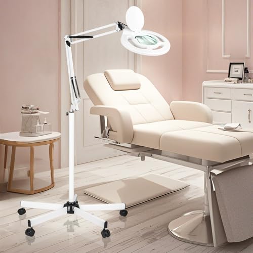 HITTI 2200 Lumens 12X Magnifier Esthetician Light, 5 Wheel Rolling Base